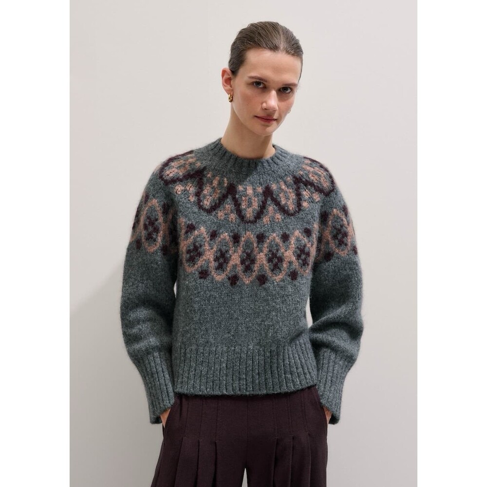 ME+EM Jumper Fair Isle Knit Alpaca Merino Wool Blend Sweater Crewneck Size XS